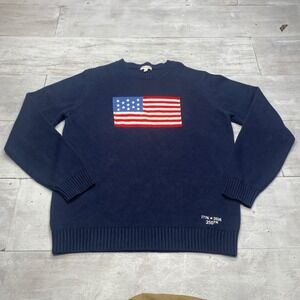 State of Mine USA American Flag Sweater Large Navy Blue 250th Anniversary Cotton
